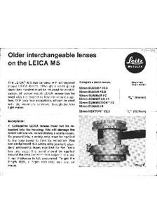 Leica M 5 manual. Camera Instructions.